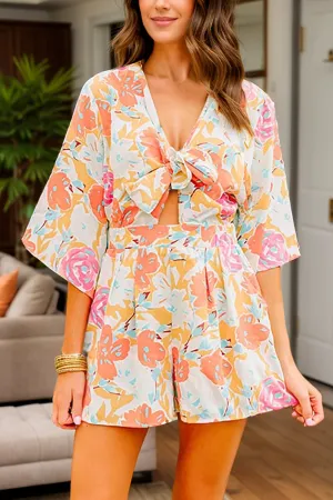 🌼 Tied Printed Half Sleeve Romper 🌼