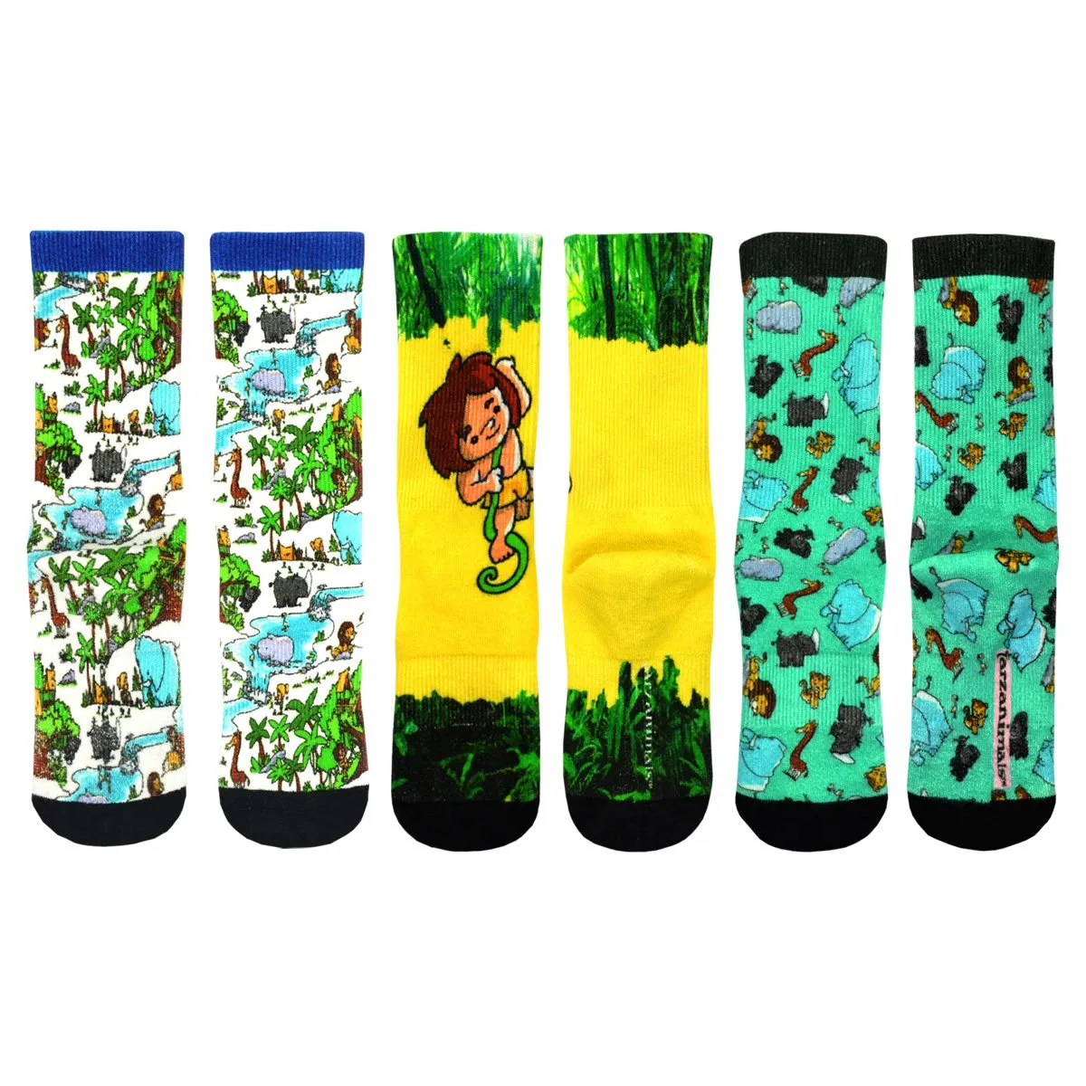 3 Pair Adult Jungle Fun Bamboo Crew Socks