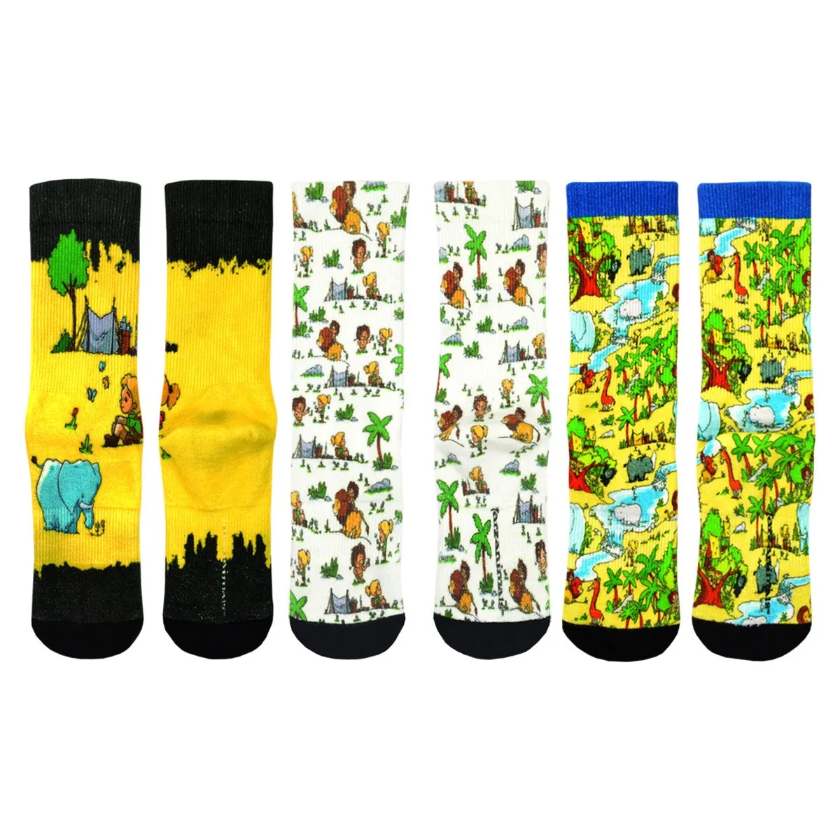 3 Pair Adult Jungle Fun Bamboo Crew Socks