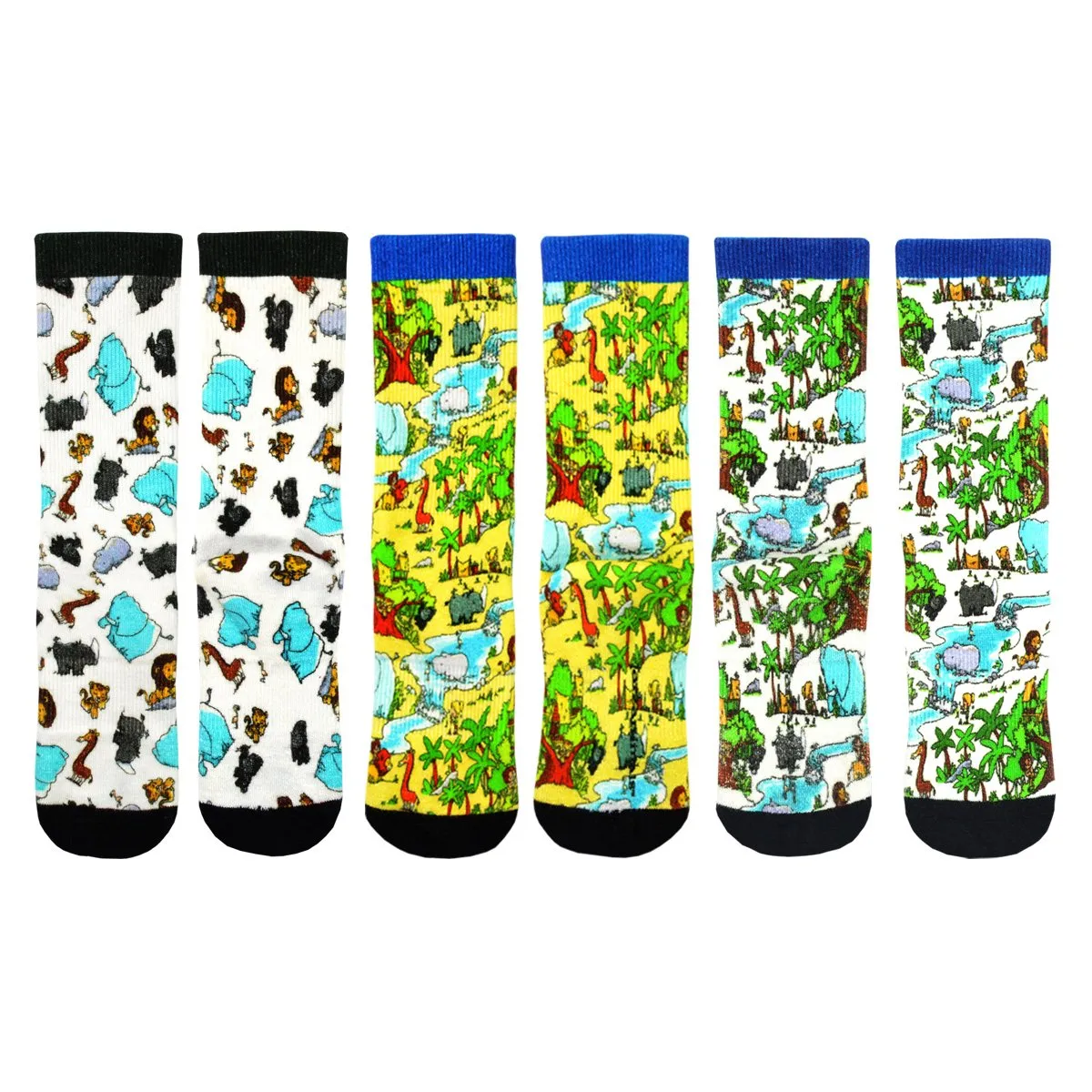 3 Pair Adult Jungle Fun Bamboo Crew Socks