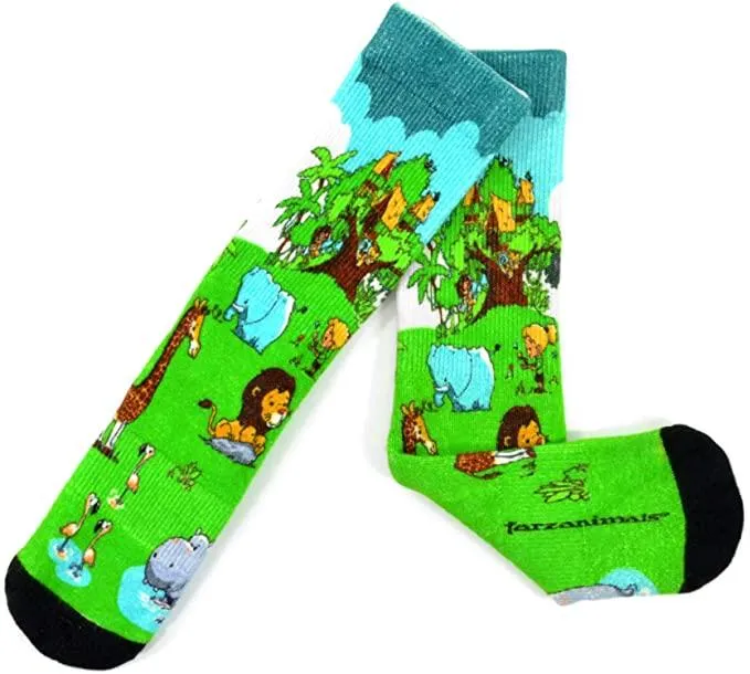 3 Pair Adult Jungle Fun Bamboo Crew Socks