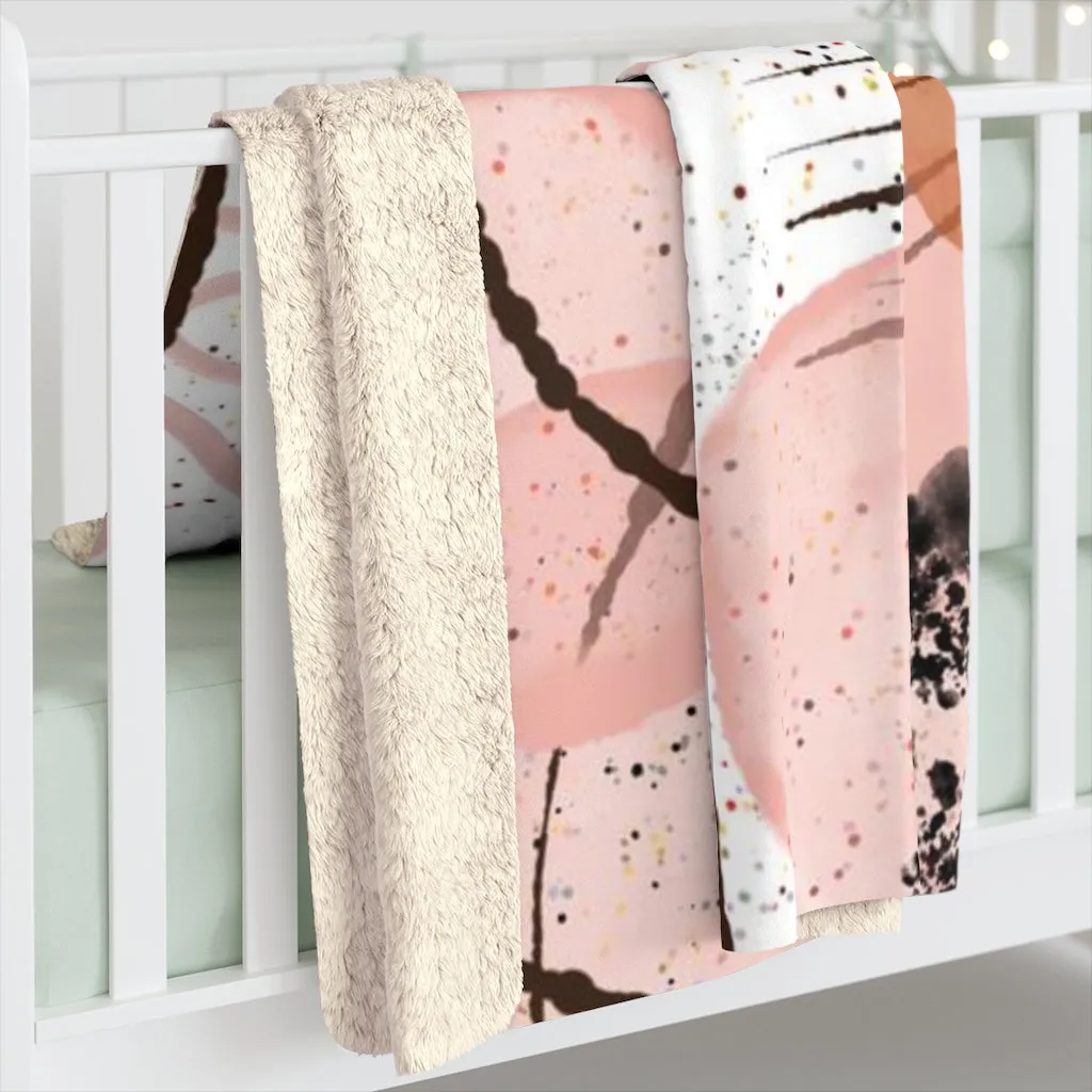 Abstract Comfy Blanket | Blush Pink Beige Black