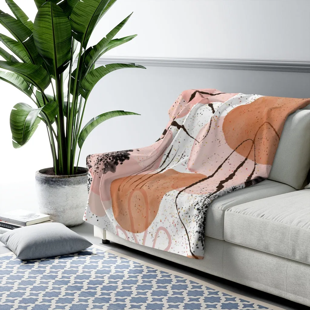 Abstract Comfy Blanket | Blush Pink Beige Black