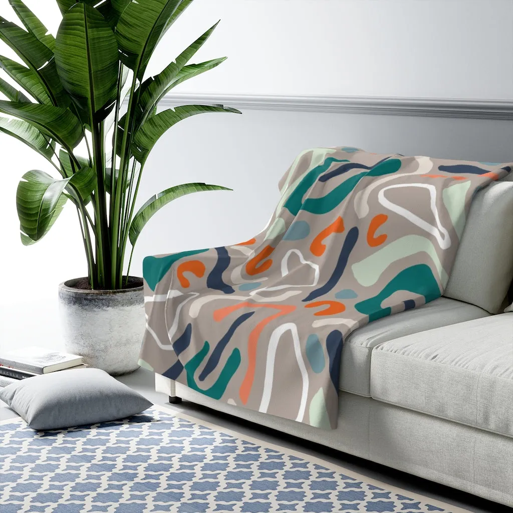 Abstract Comfy Blanket | Gray Teal