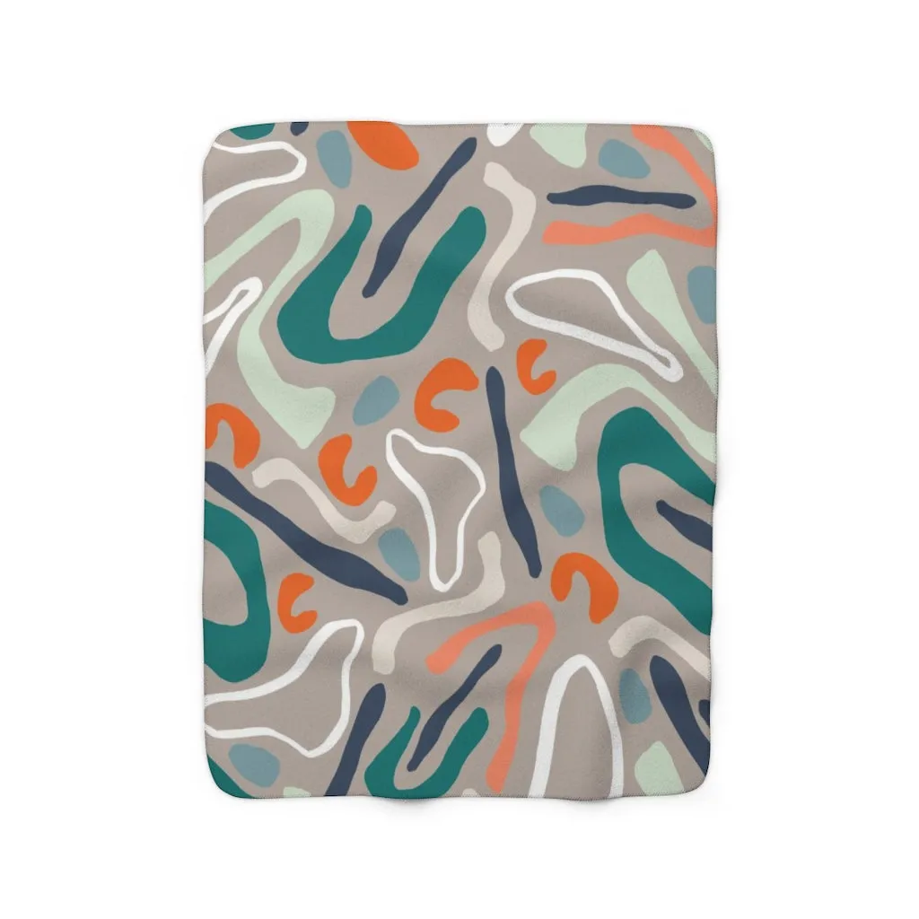 Abstract Comfy Blanket | Gray Teal