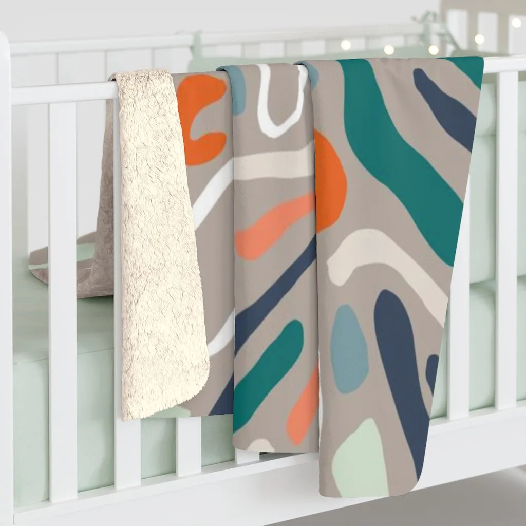 Abstract Comfy Blanket | Gray Teal