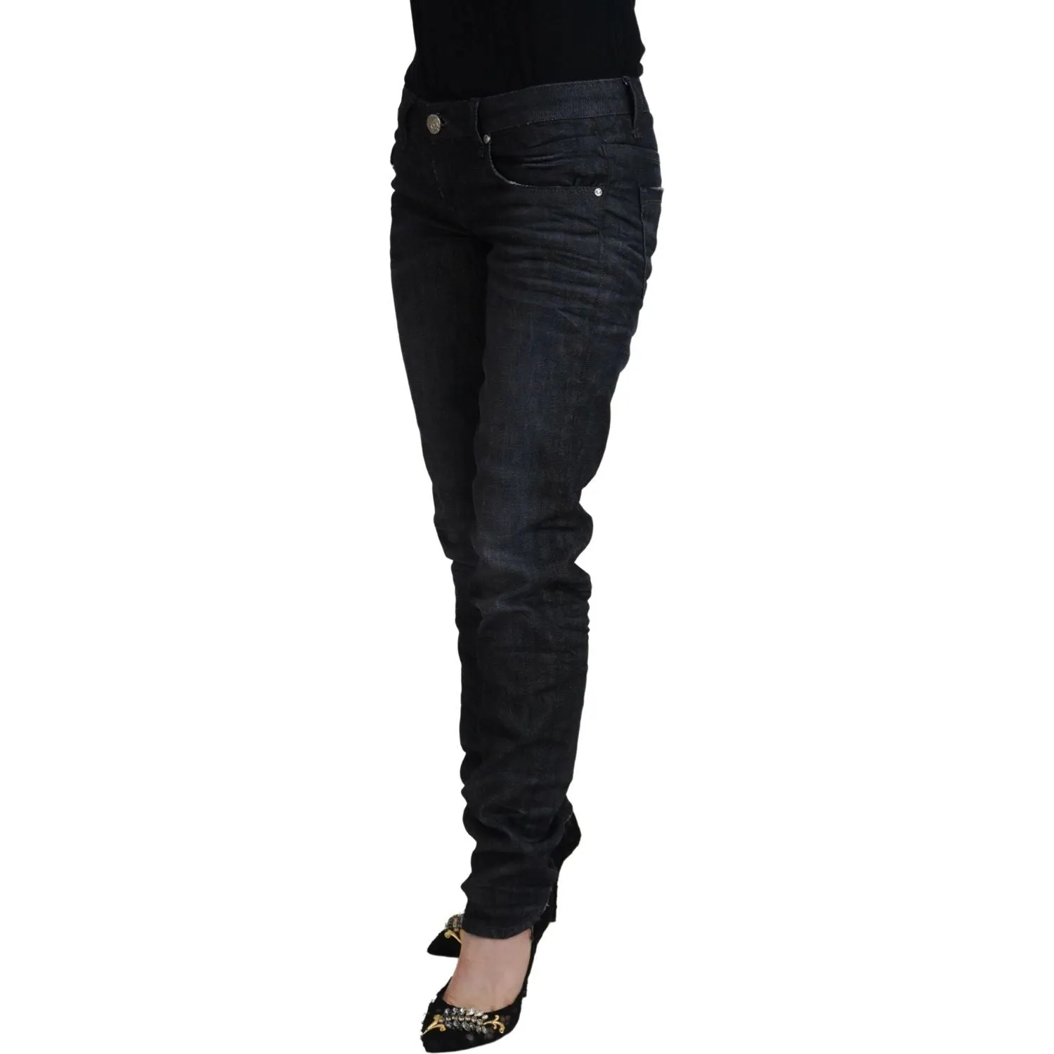 Acht Chic Black Low Waist Straight Jeans