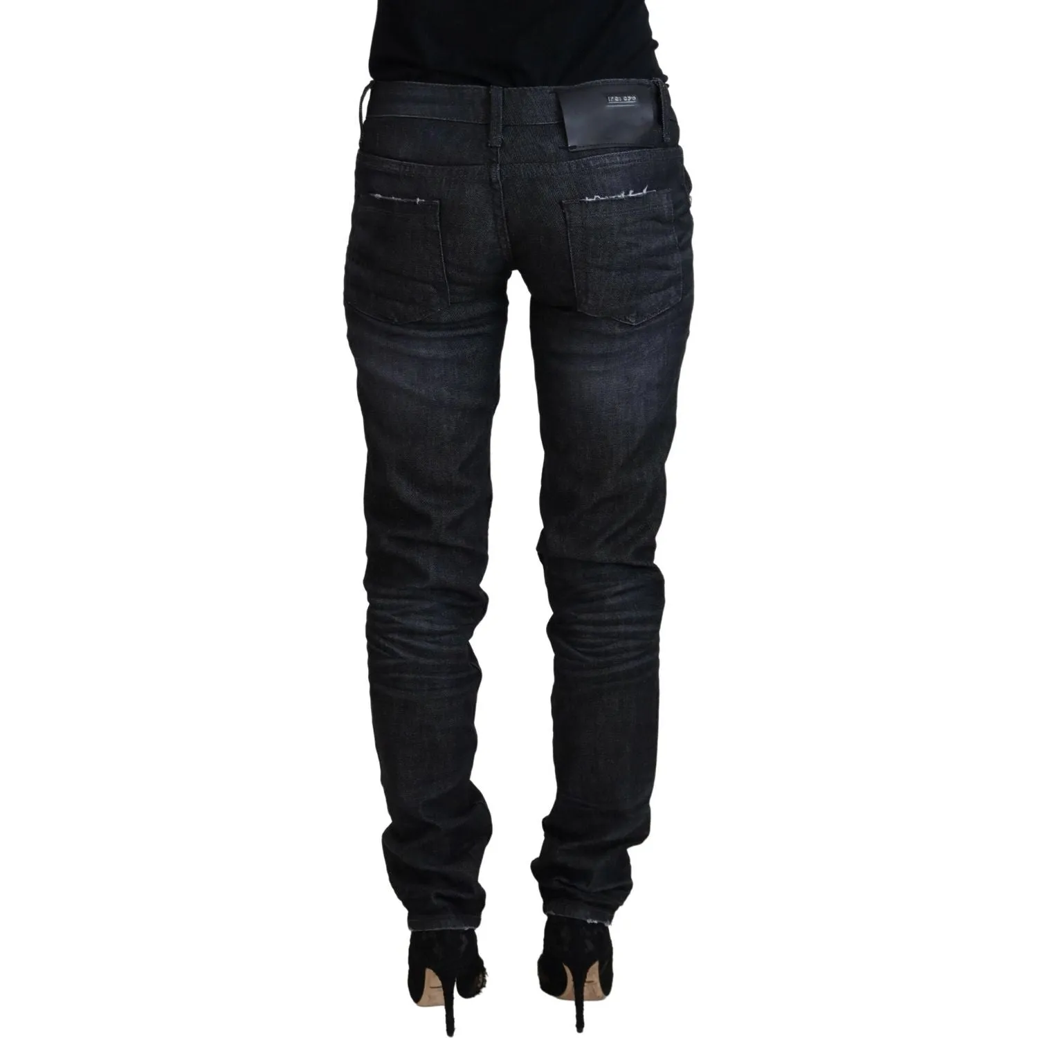 Acht Chic Black Low Waist Straight Jeans