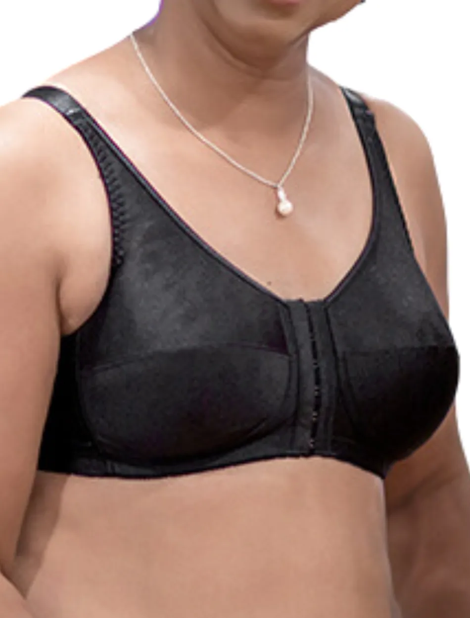 American Breast Care 123 Front Close Rose Contour Bra, Black | Black Front Closure Mastectomy Bras