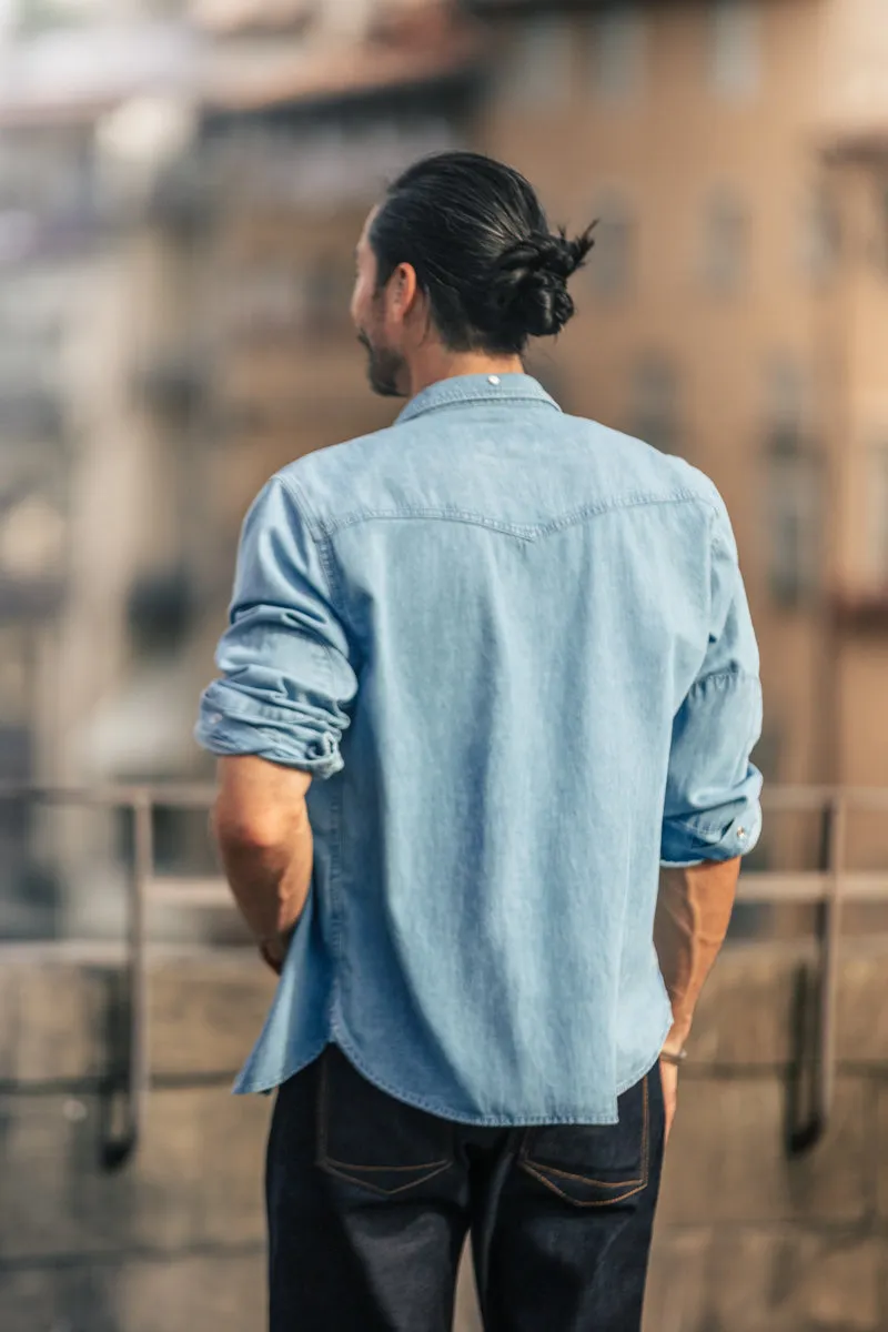 &SONS Boone Washed Denim Blue Shirt