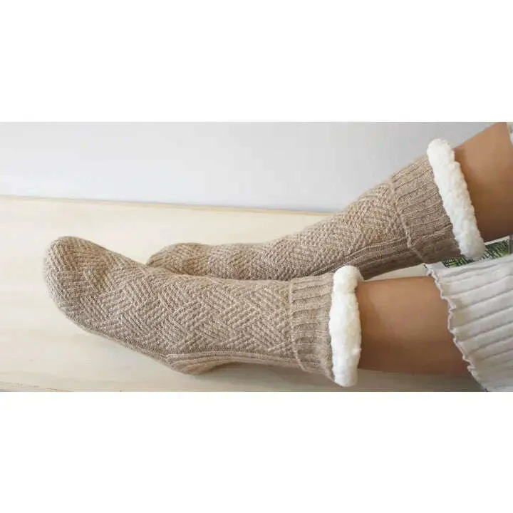 Apres - Bergen Fleece Lined Socks in Camel or Heather Grey