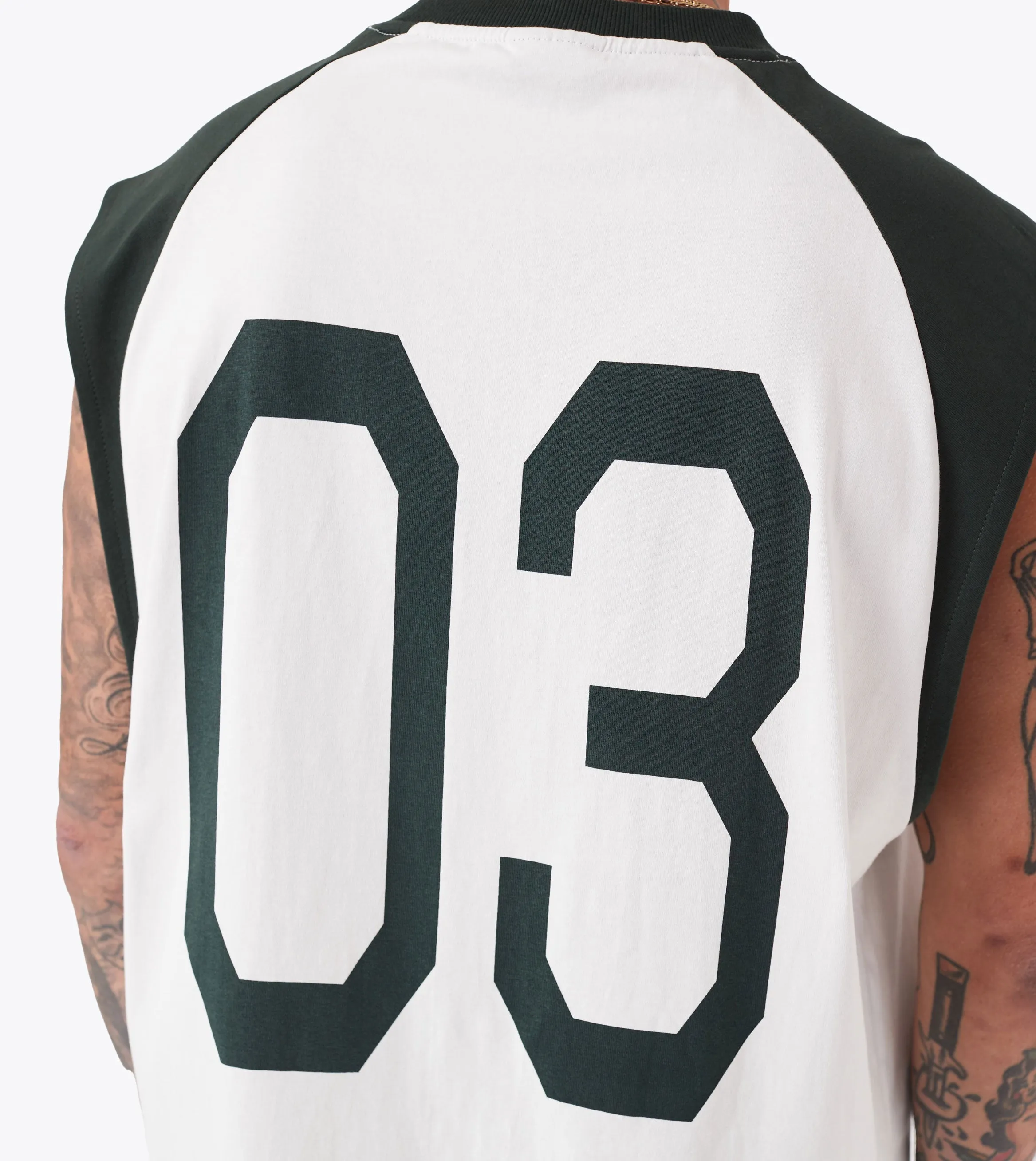 Ath. Raglan Muscle Vintage White/Forest