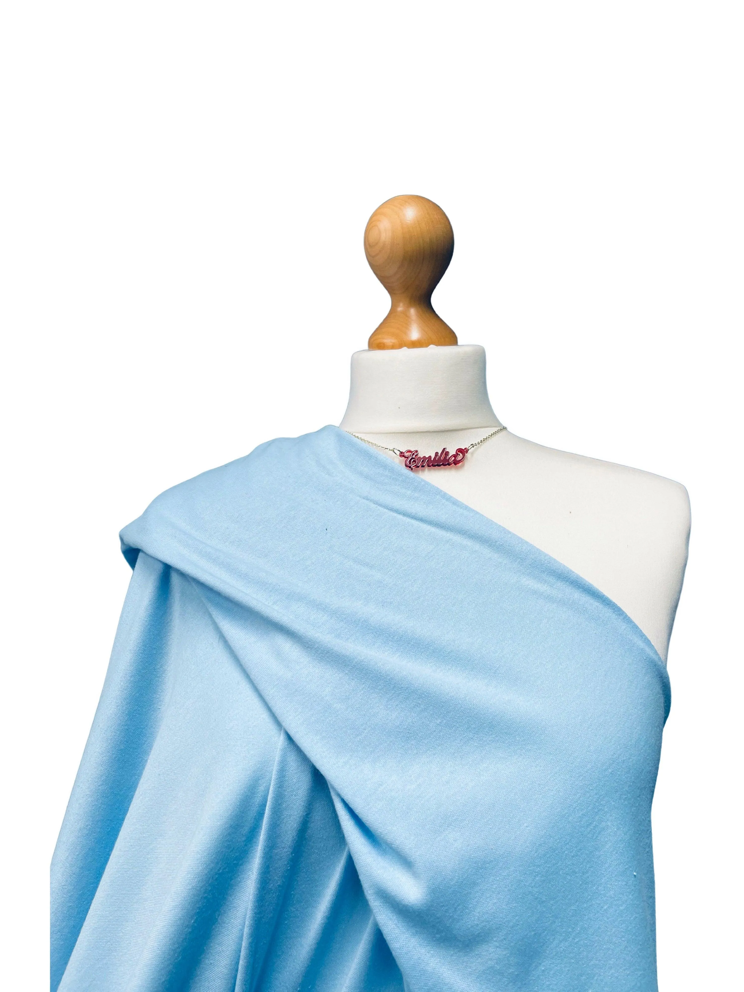 Baby Blue Cotton Interlock Fabric