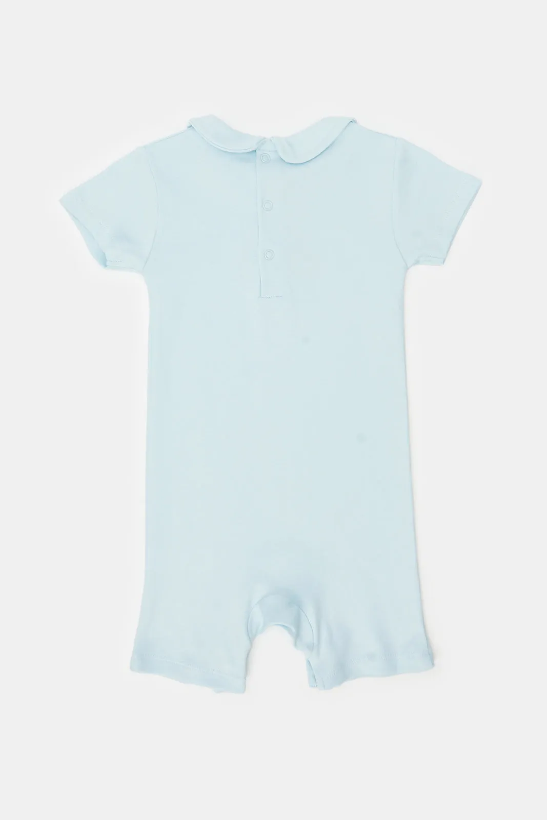 Baby Blue Embroidered Romper