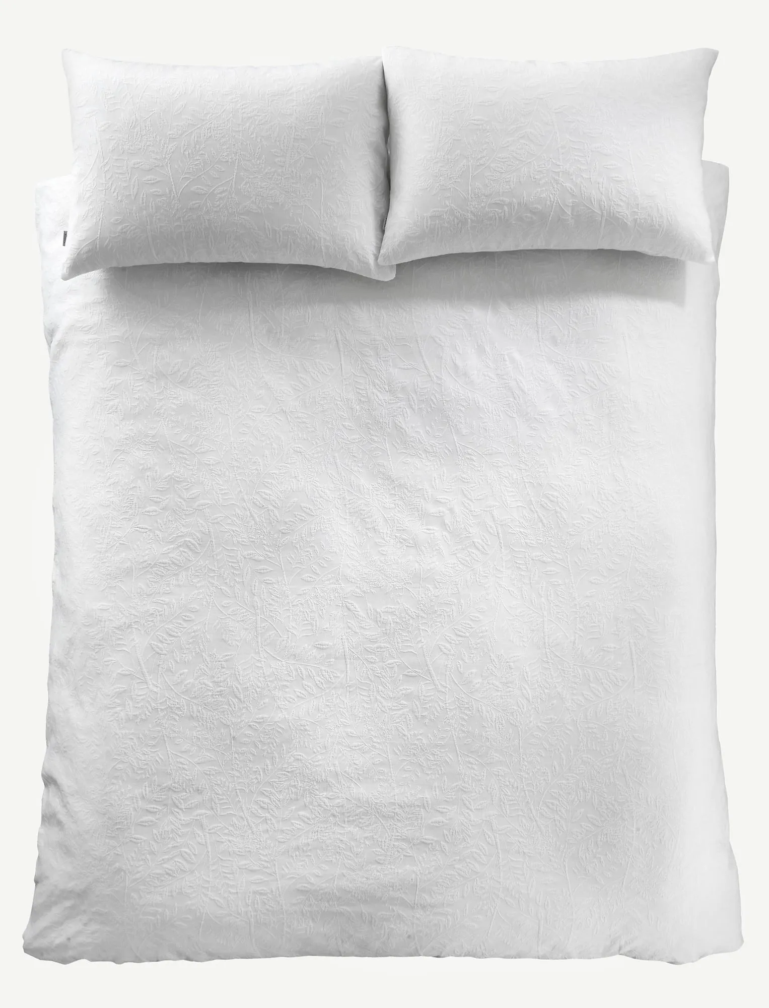 Bianca White Matelasse Leaves Cotton Duvet Set