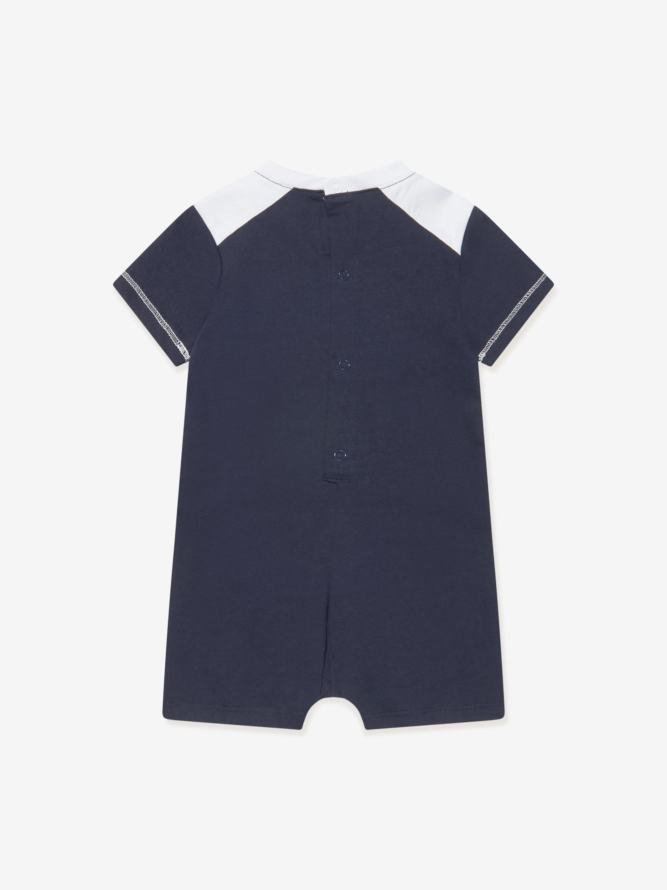 BOSS Baby Boys Organic Cotton Logo Romper in Navy