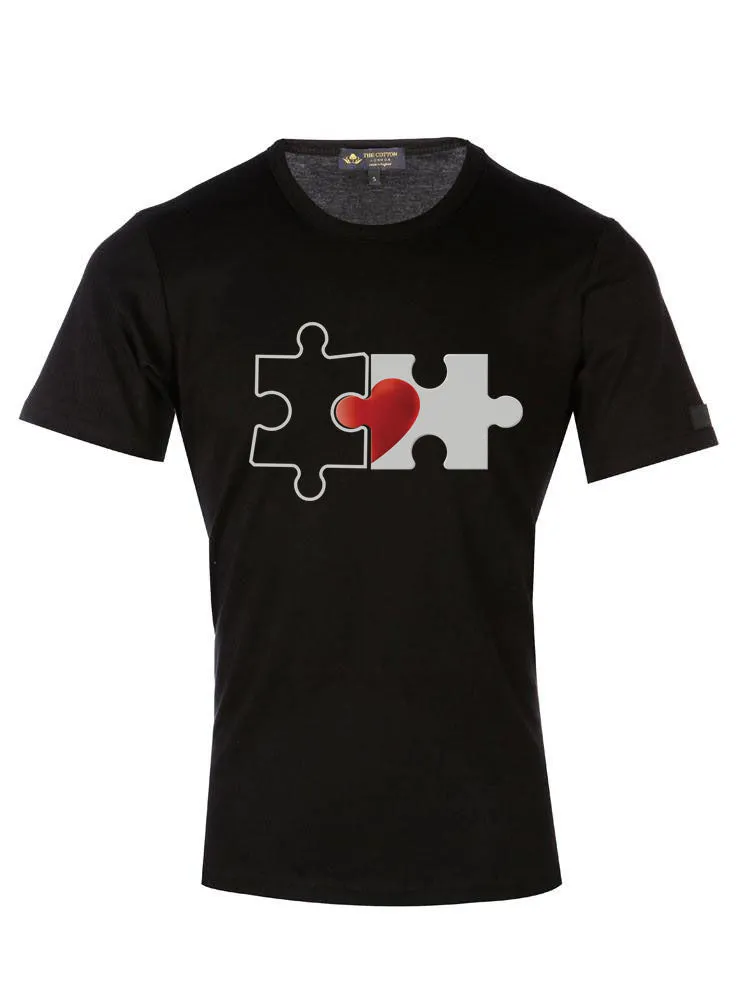 Broken Heart Puzzle Black T-Shirt