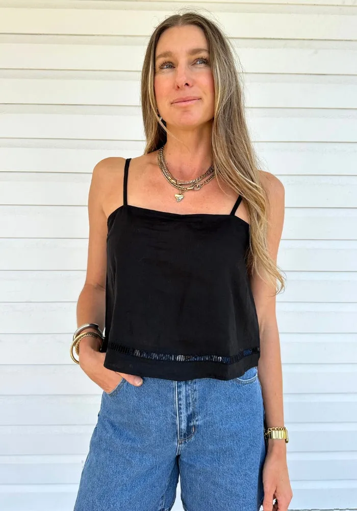 Cala Linen Top Black