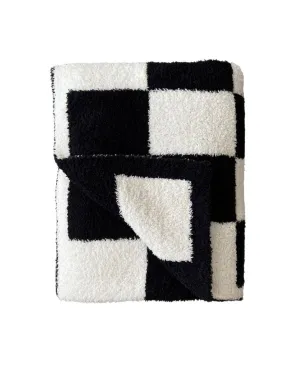 Checkered Plush Blanket | Black