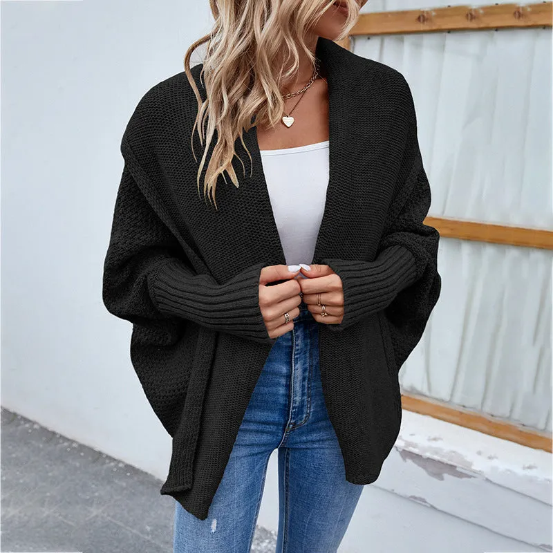 Chic Autumn & Winter Loose Knit Cardigan | Cozy Solid Color Sweater Jacket