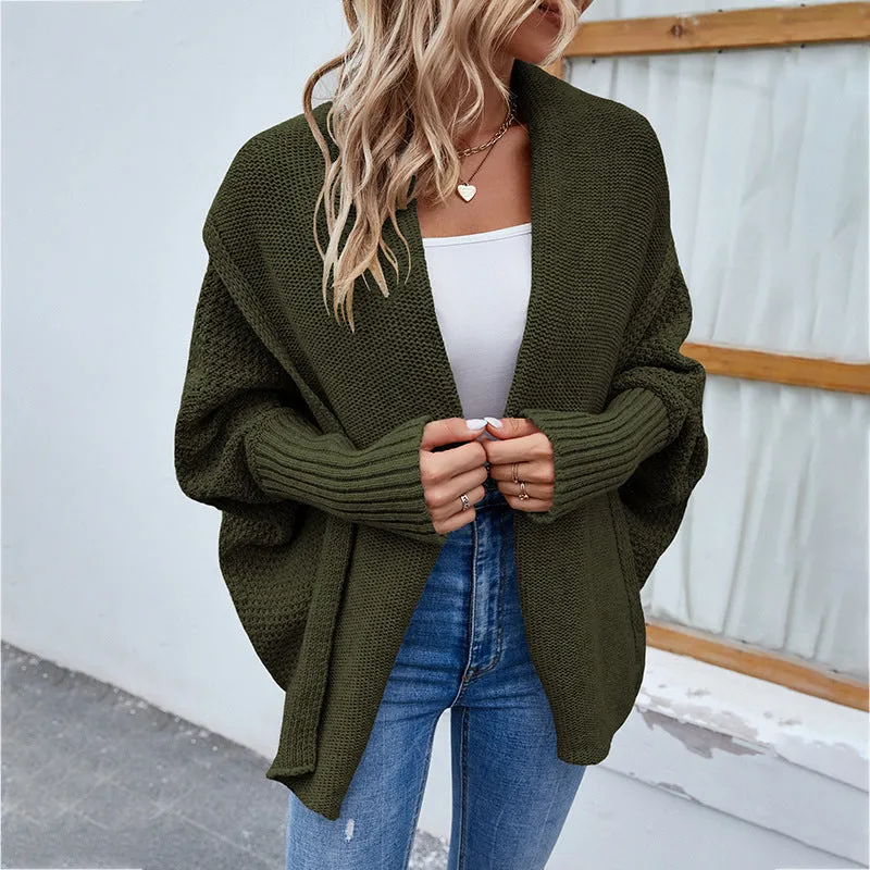 Chic Autumn & Winter Loose Knit Cardigan | Cozy Solid Color Sweater Jacket