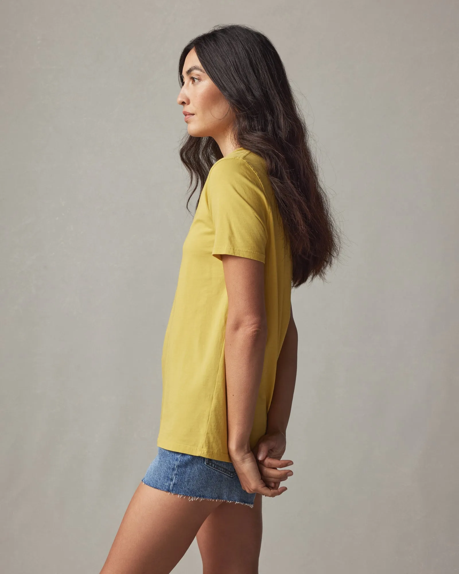 Classic Cotton V-Neck Tee - Flaxen