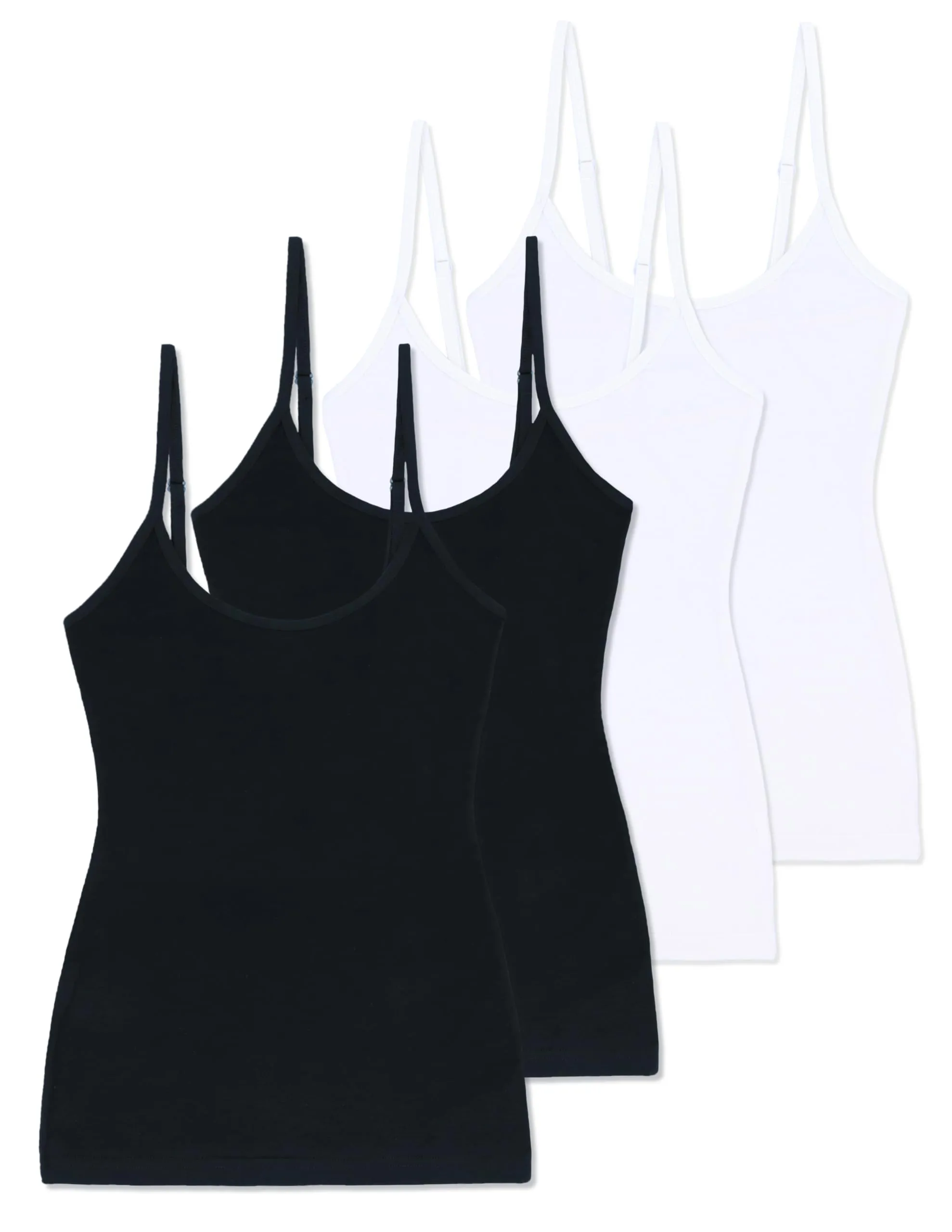 Comfneat Women's 4-Pack Slim-Fit Camisoles Cotton Adjustable Spaghetti Strap Top