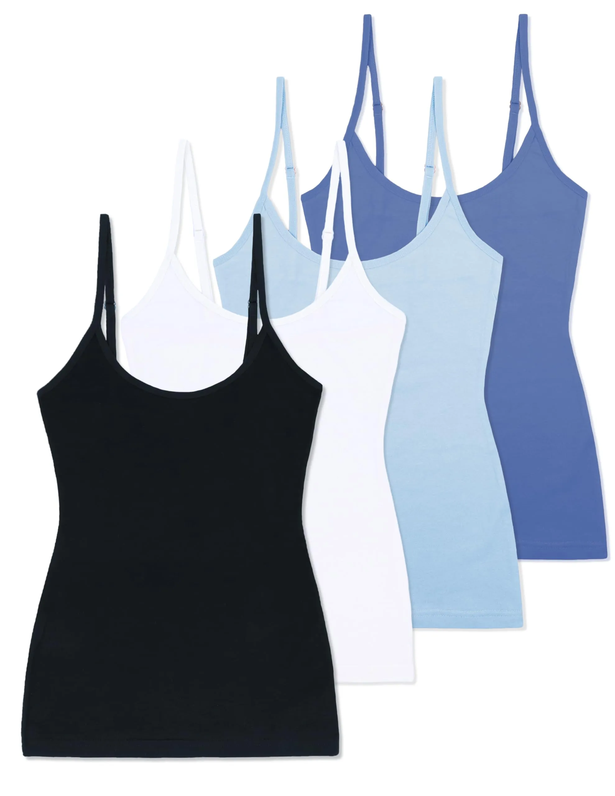 Comfneat Women's 4-Pack Slim-Fit Camisoles Cotton Adjustable Spaghetti Strap Top