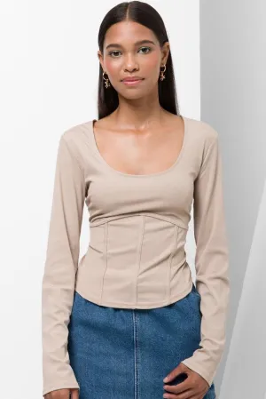 Corset Long Sleeve Top Natural