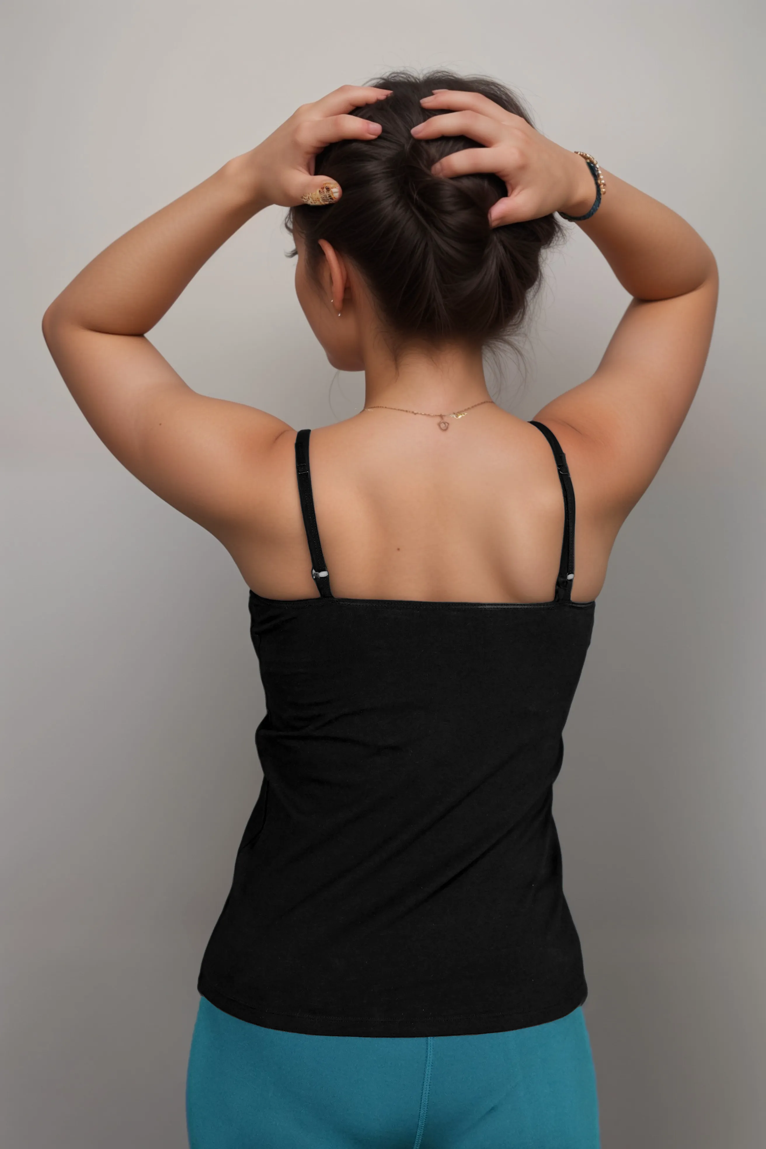 Cotton Comfort Stretch Camisole-JET BLACK