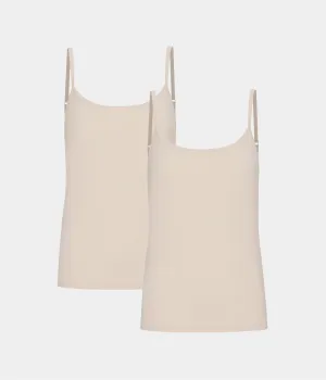 Cream bamboo camisole with spaghetti straps - 2 pack