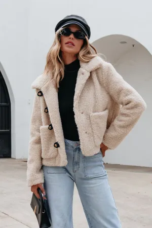 Cream Sherpa Button Up Jacket