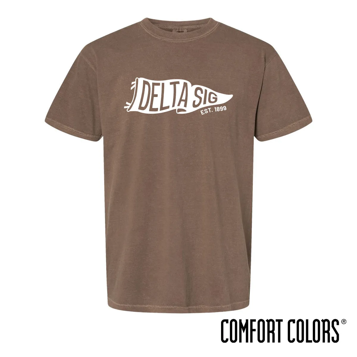 Delta Sig Comfort Colors Brown Pennant Short Sleeve Tee