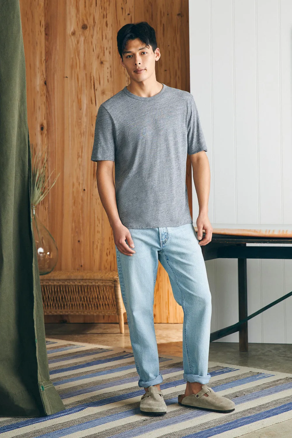 Faherty Short-Sleeve Vintage Chambray Tee in Mineral Grey Heather