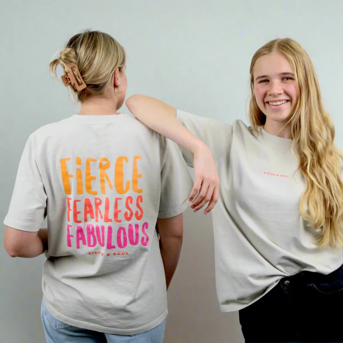 FIERCE FEARLESS FABULOUS - Washed Bone - Heavy Tee