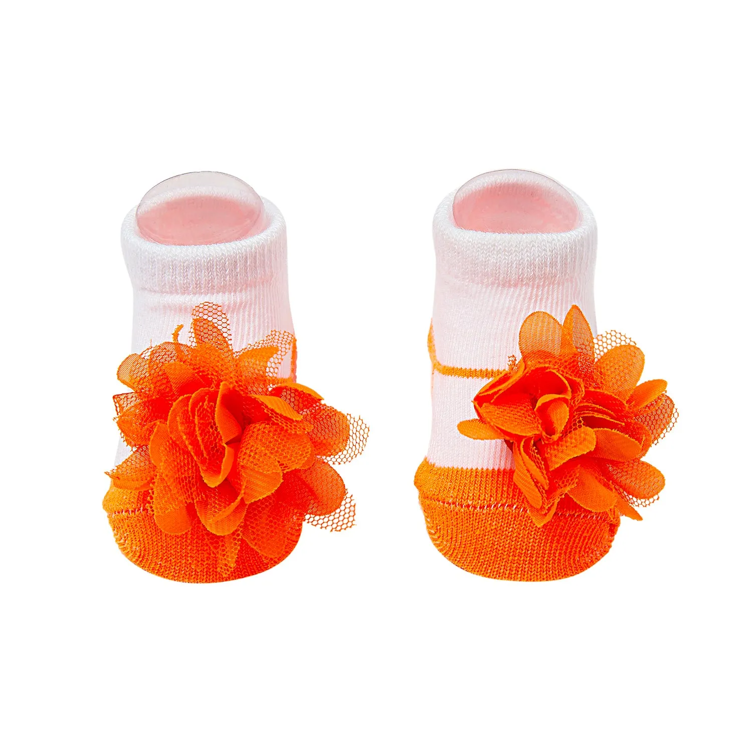 Floral Orange Socks And Cap Set