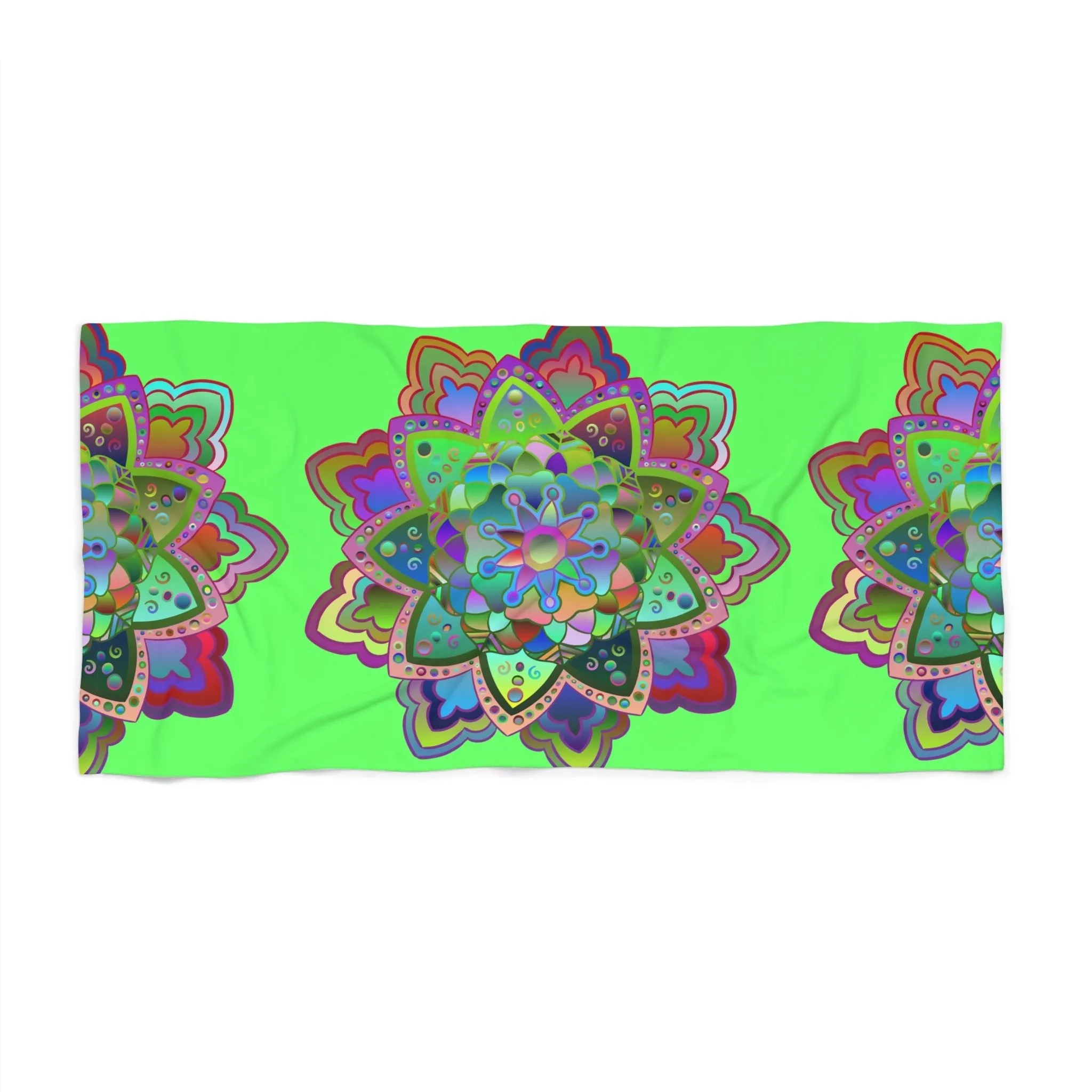 Hand-Drawn Mandala Beach Towel - Light Green