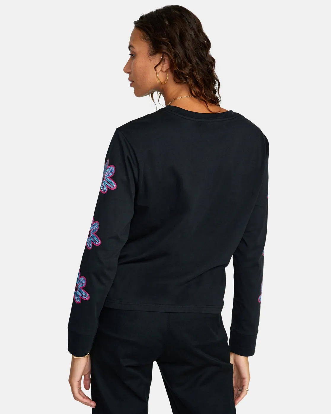 Happy Daisy Long Sleeve Tee - RVCA Black