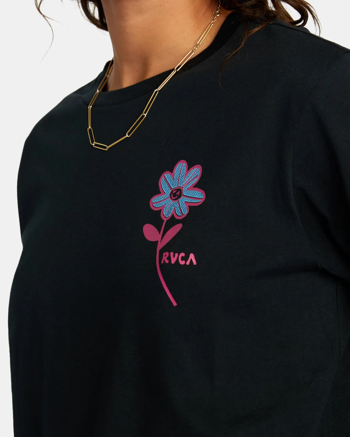 Happy Daisy Long Sleeve Tee - RVCA Black