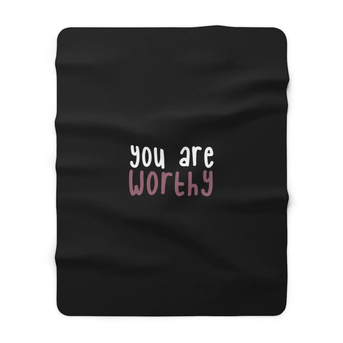 IAC  Home & Livings- Blankets  / Sherpa Fleece Blanket / I am worthy white with pink centered