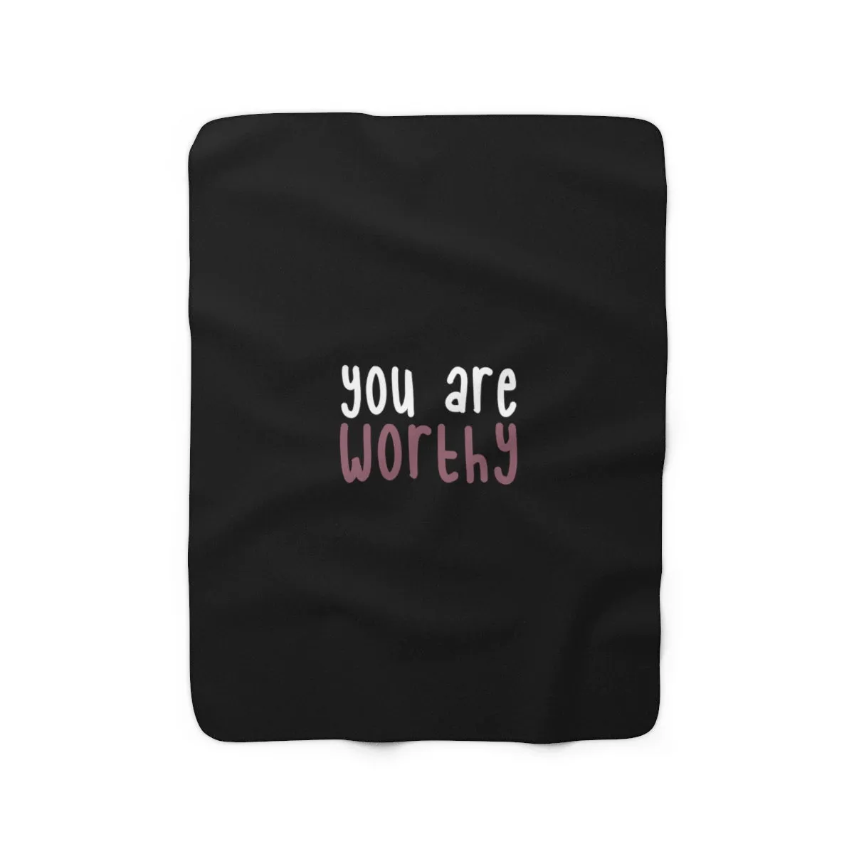 IAC  Home & Livings- Blankets  / Sherpa Fleece Blanket / I am worthy white with pink centered