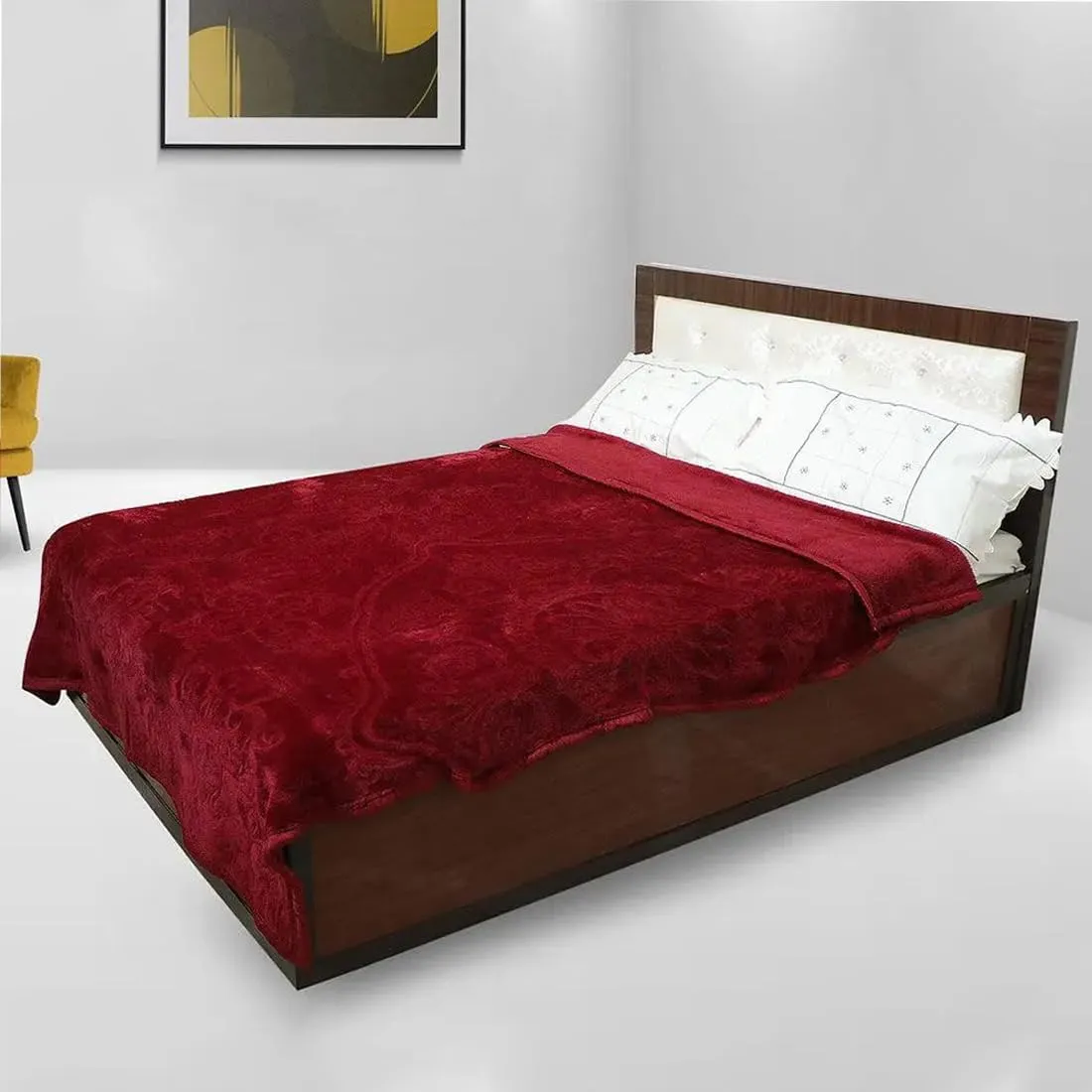 Infinity Club Blanket Mink Blanket for Heavy Winter Ac Solid Double Bed Single Bed Blanket Super Soft Light Winter Blanket (Maroon, Double)