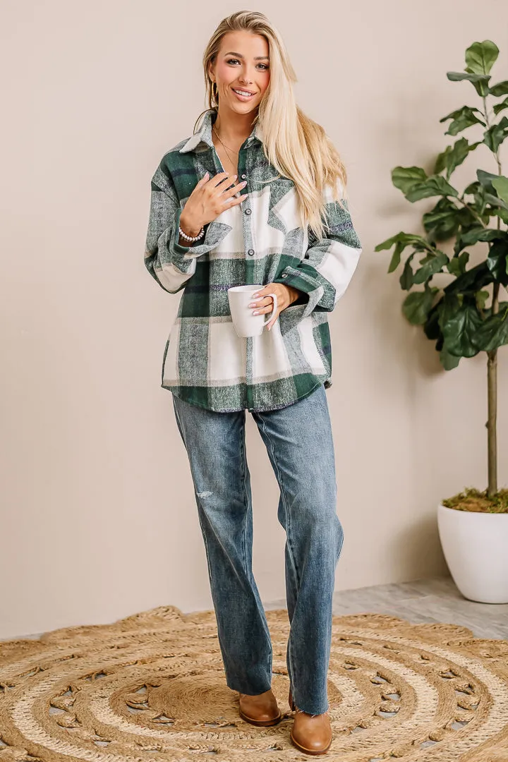 It's My Turn Plaid Flannel Shacket (Extended Sizes)