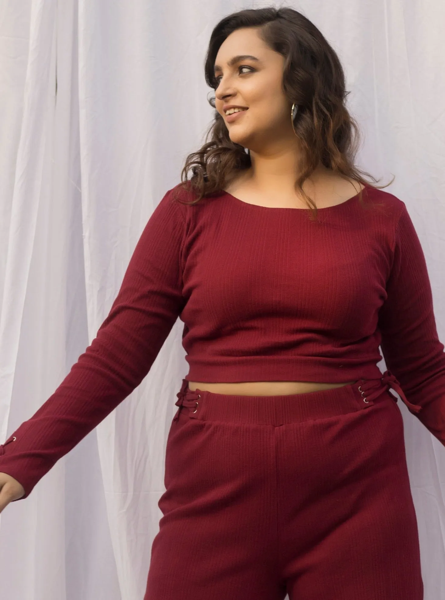 Jenna Burgundy Rib Top