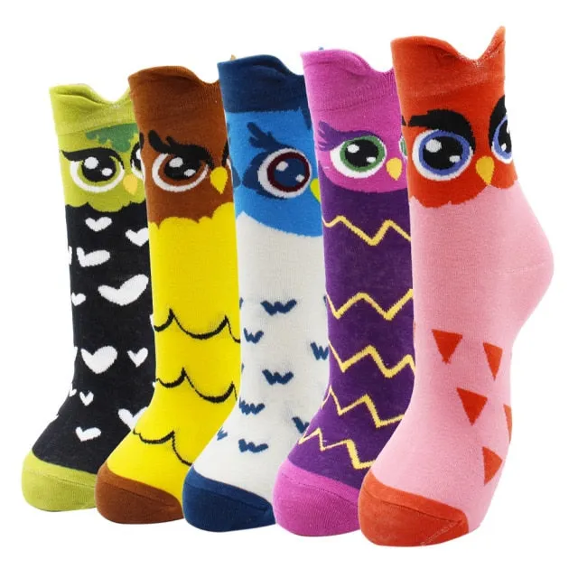 Kawaii  Women Socks | Cartoon | Cat | Dog | Owl Stripe | Avocado Girl | Cotton Socks | 2021 Hot Sale