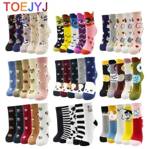 Kawaii  Women Socks | Cartoon | Cat | Dog | Owl Stripe | Avocado Girl | Cotton Socks | 2021 Hot Sale