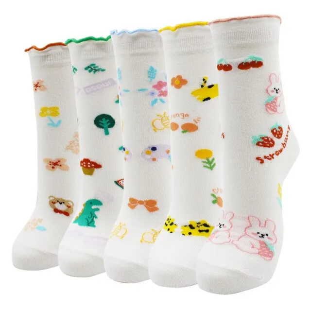 Kawaii  Women Socks | Cartoon | Cat | Dog | Owl Stripe | Avocado Girl | Cotton Socks | 2021 Hot Sale