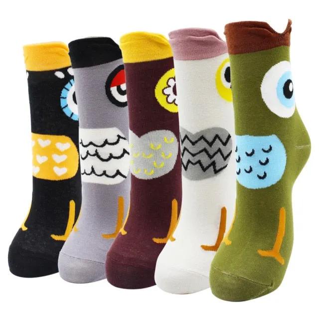 Kawaii  Women Socks | Cartoon | Cat | Dog | Owl Stripe | Avocado Girl | Cotton Socks | 2021 Hot Sale