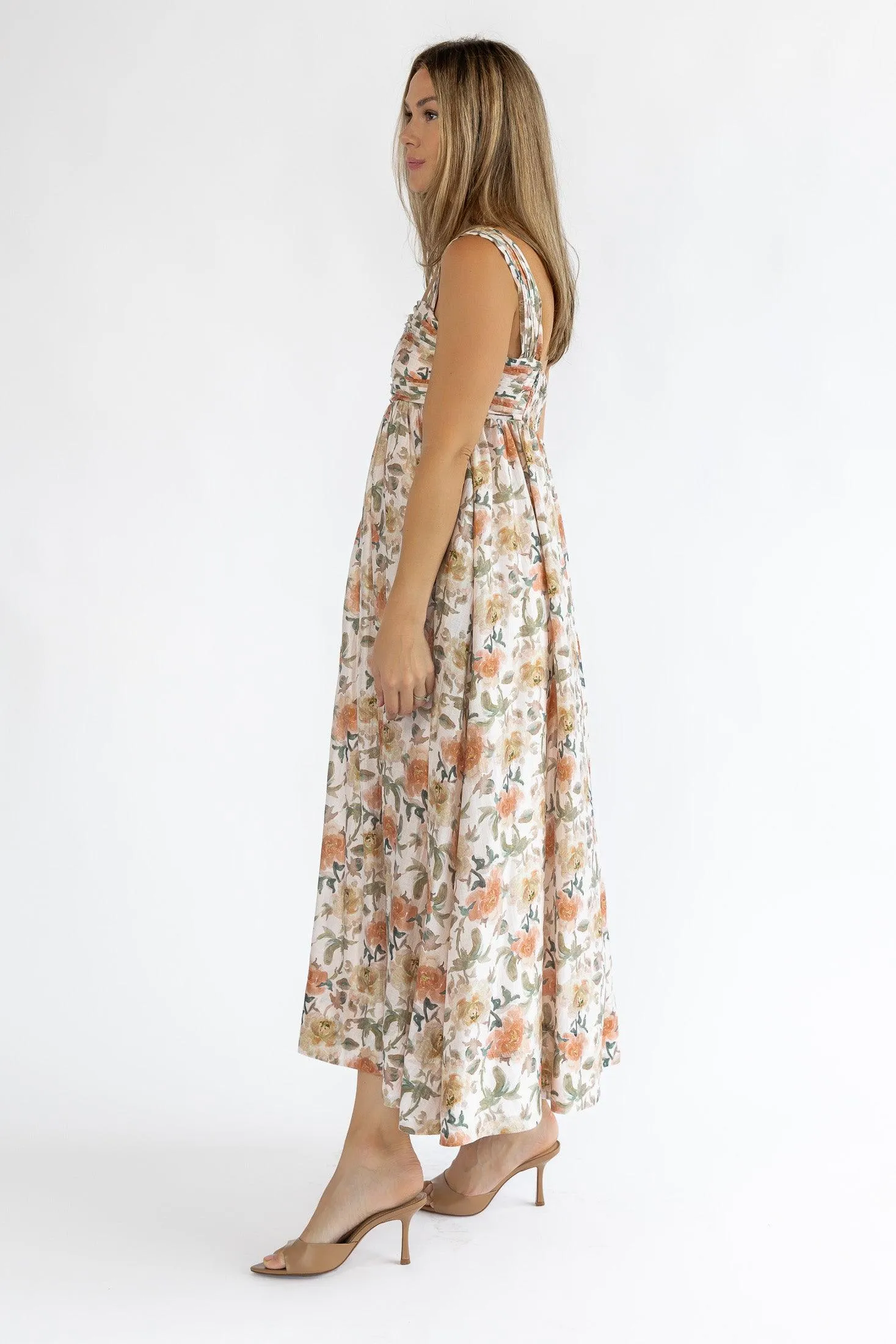 Kirby Floral Ruched Midi Dress