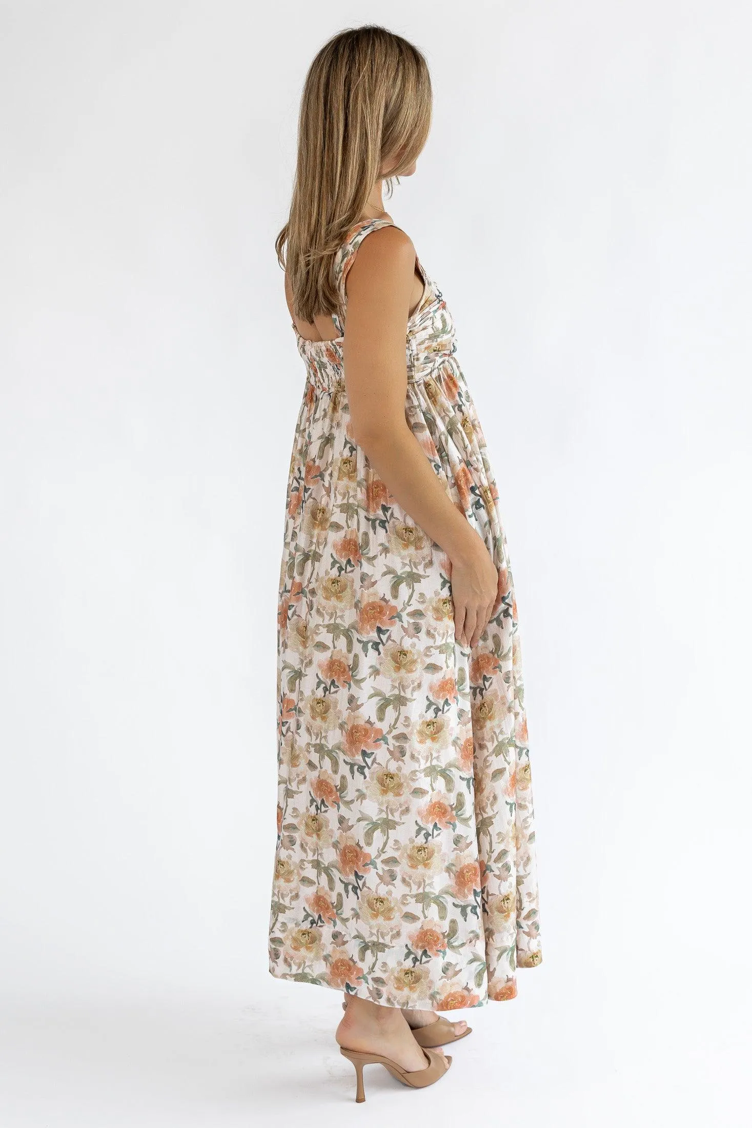 Kirby Floral Ruched Midi Dress